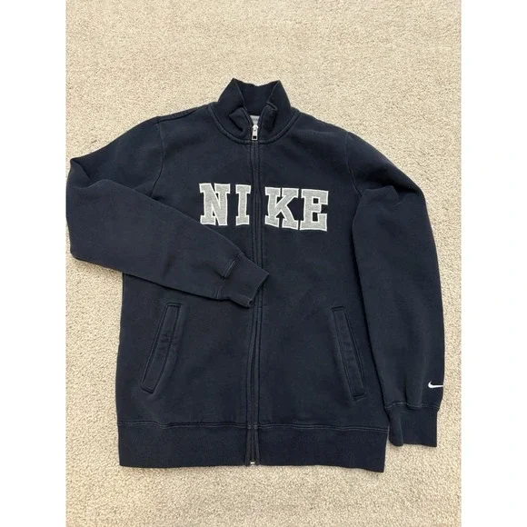 VTG Y2K Nike Team Full Zip Spell Out Varsity Jacket Blue Size Large - Picture 1 of 6
